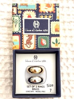 HOUSE OF HARLOW 1960 Duo Gold and Silver Ring Set